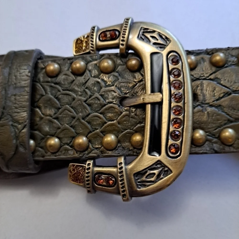 Handmade Leather & Brass Belt With Embellishments